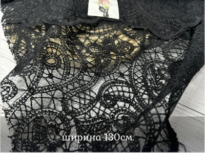 Кружевная ткань ЧЕРНАЯ хлопок, полиэстер