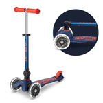 Самокат Mini Micro Deluxe складной LED темно-синий Дисконт