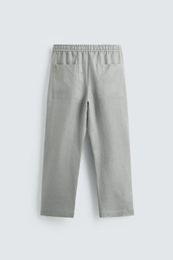 ZARA БРЮКИ RELAXED FIT ИЗ 100% ЛЬНА, СВЕТЛО-СЕРЫЙ
