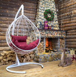 Подвесное кресло SEVILLA VERDE VELOUR белое, красная подушка (Laura Outdoor)
