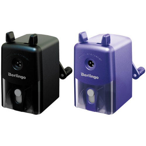 Точилка механическая Berlingo, 2в1, цвета металлик в асс., пласт. корпус, инд. упаковка