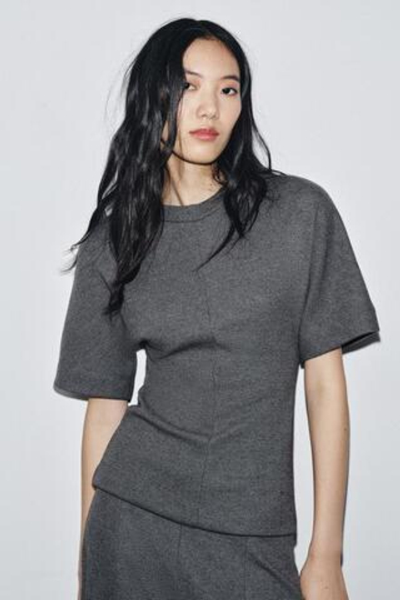 ZARA МЯГКИЕ ШИРОКИЕ БРЮКИ, СЕРЫЙ МЕЛАНЖ