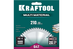 Диск пильный по алюминию KRAFTOOL Multi material 210x30 мм, 64Т 36953-210-30