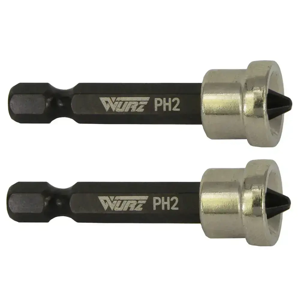 Бита PH2 x 50мм S3 2шт. с ограничителем для гипсокартона WURZ 3400-2