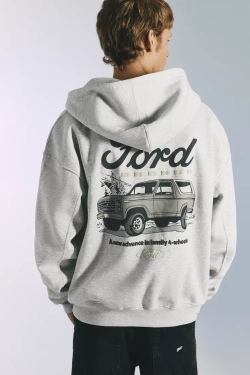 PULL&BEAR Толстовка на молнии Ford, серый меланж