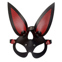 Черно-красная кожаная маска с длинными с красными ушками Зайка Sitabella BDSM Accessories 3186-12