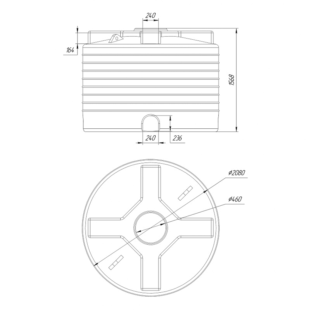 Ёмкость вертикальная 4500л усиленная
 Политим 4500 л.(2080x2080x1570см;красный
) - арт.560753