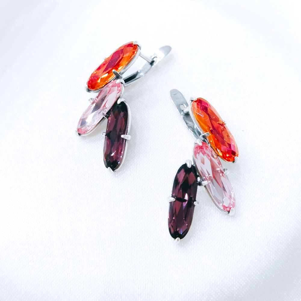 "Филиппэ"  серьги в серебряном покрытии из коллекции "Romantic" от Jenavi с английским замком