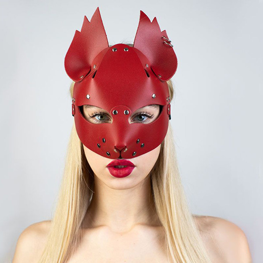 Красная кожаная маска Белочка Sitabella BDSM Accessories 3419-2