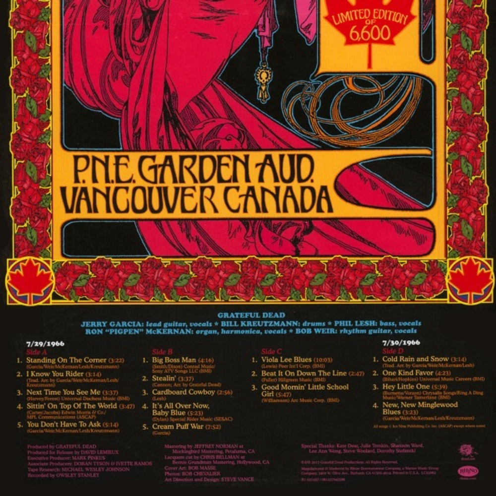 Grateful Dead / P.N.E. Garden Aud. Vancouver Canada, July 29 1966 (2LP)