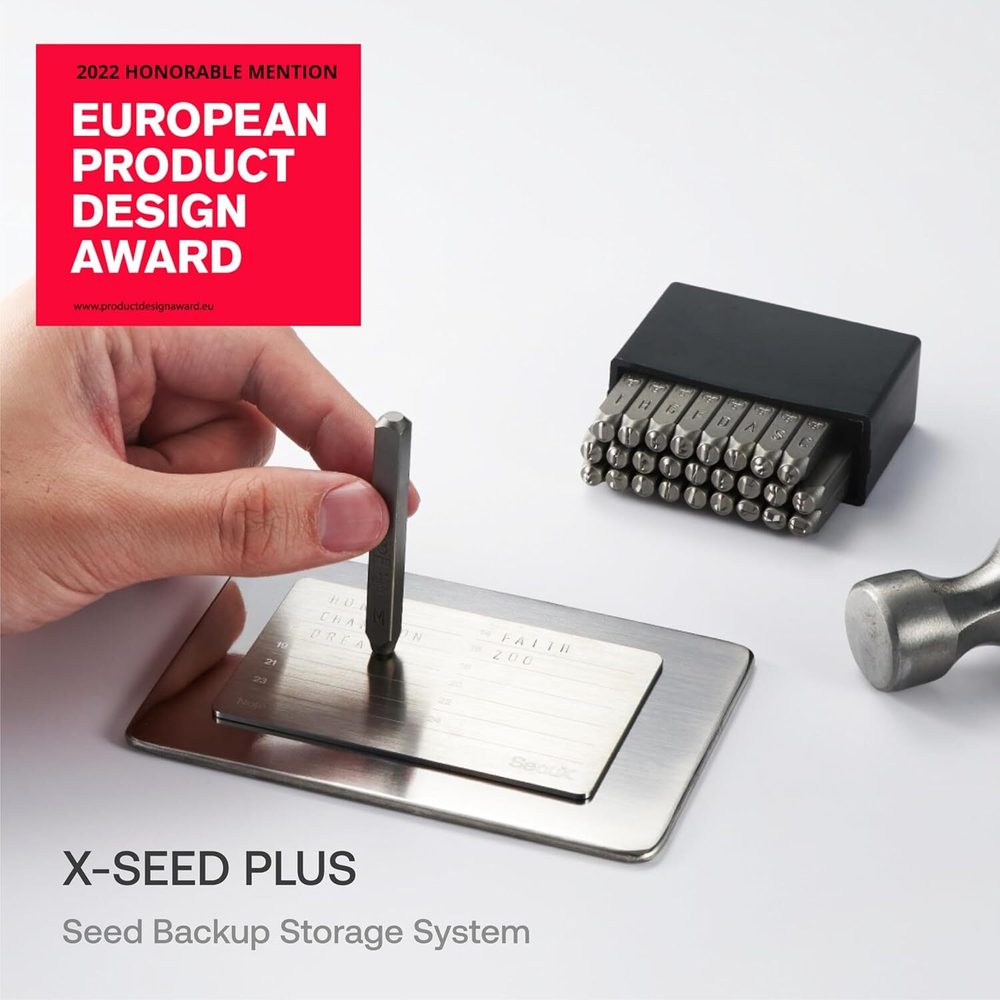 SecuX XSEED Plus — Набор для защиты сид-фразы криптокошелька Металлические пластины с инструментом для гравировки (совместимость с Ledger, Trezor, SecuX)