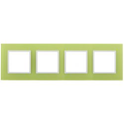 14-5104-26 ЭРА Рамка на 4 поста, стекло, Эра Elegance, лайм+бел