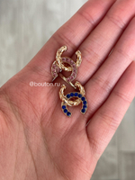 Пуговицы Шан. Золотые Синие Лого 19 мм жемчуг/стеганые