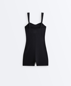 Oysho Короткий комбинезон Comfortlux с вырезом сердечком, черный