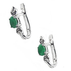 Серьги "Трим" изумруд, фианит