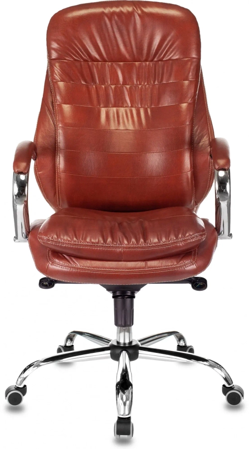 Кресло руководителя Бюрократ T-9950 светло-коричневый Leather Eichel кожа крестов. металл хром