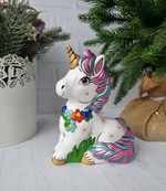 Единорог Радужный фарфоровая игрушка под ёлку