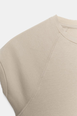 ZARA ФУТБОЛКА С ЭФФЕКТОМ ПОТЕРТОСТИ И РЕГЛАНОМ, БЕЖЕВЫЙ