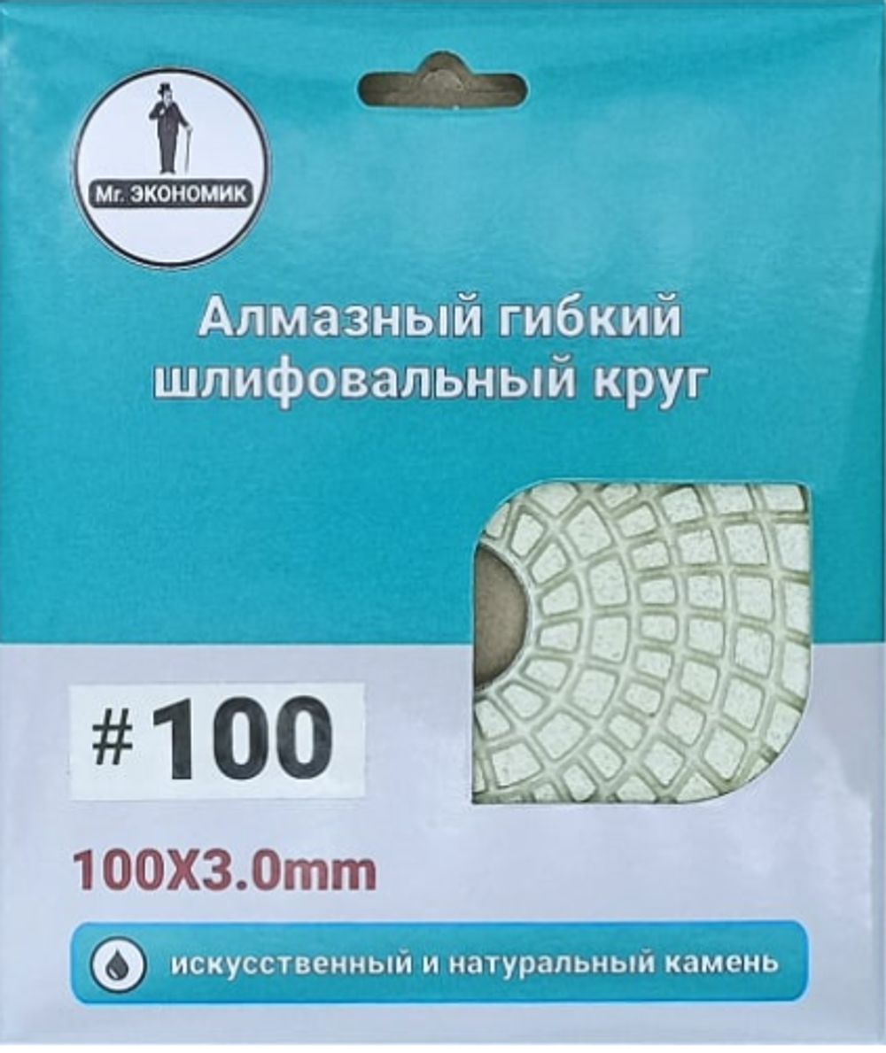 Круг алмазный гибкий шлифовальный "Черепашка" 100 Р 100 ЭКОНОМИК 320-0100