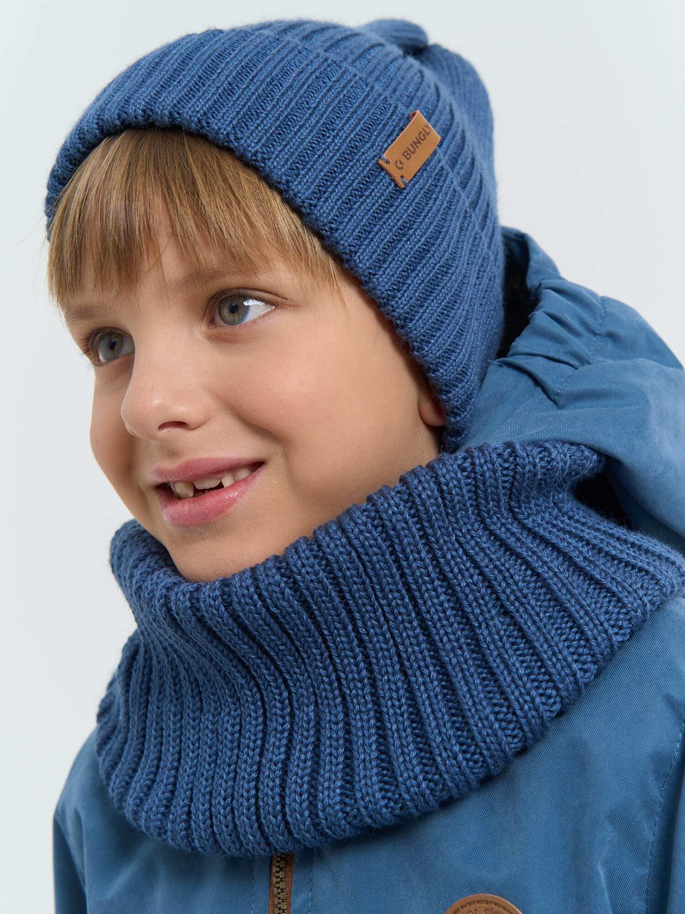 Шапка тыква из смесовой шерсти однослойная "Деним"