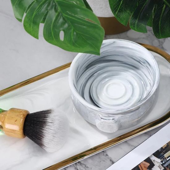 Керамическая чаша для бритья Yaqi мраморного цвета