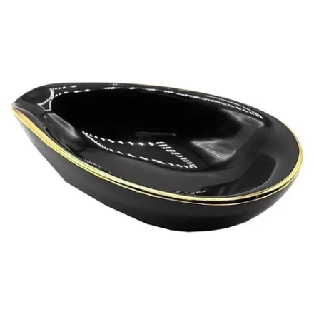 Пепельница керамическая Adorini Ashtray leaf Black, под 1 сигару черная, 14404
