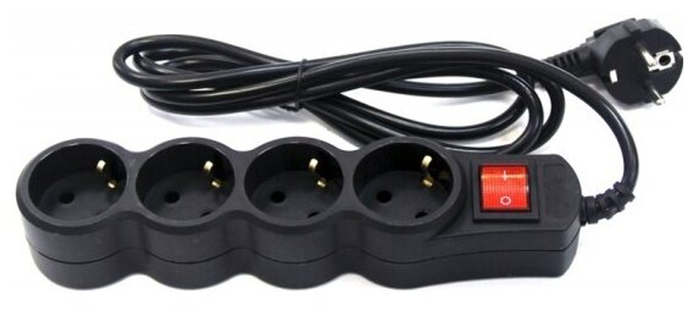 Сетевой фильтр 5BITES  6 роз. 1,8 м черный