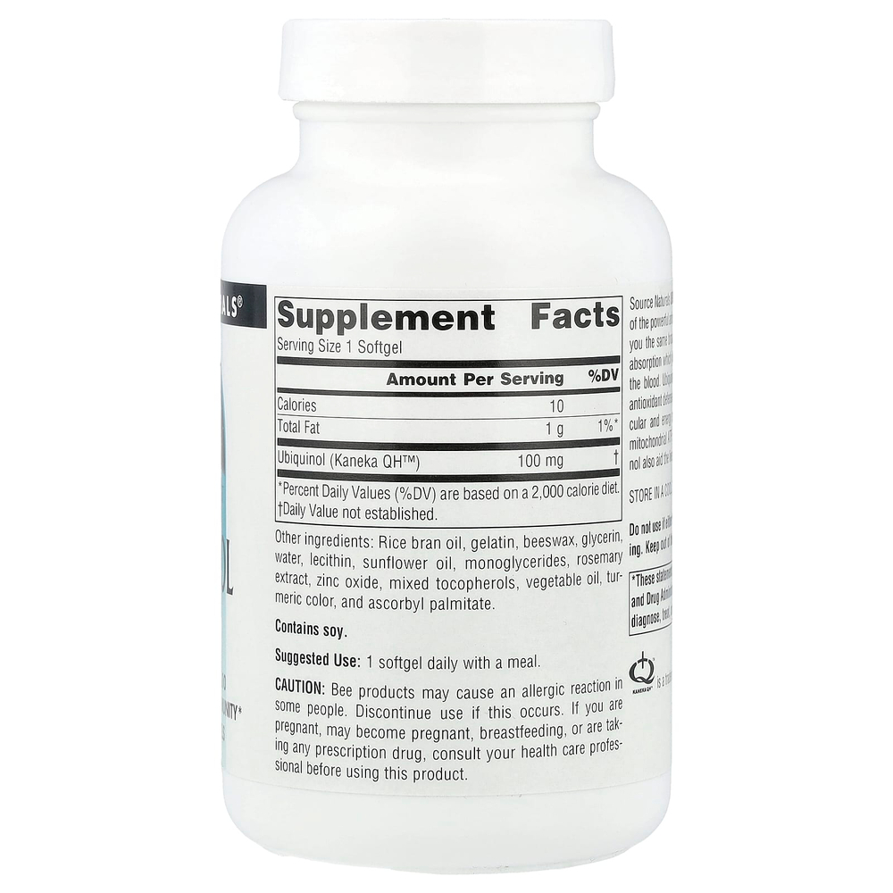 Source Naturals, убихинол коэнзим QH, 100 мг, 90 капсул
