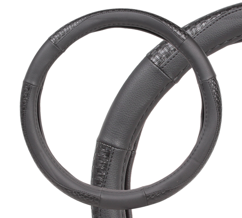 Оплетка руля L Airline иск.кожа с тиснением черная