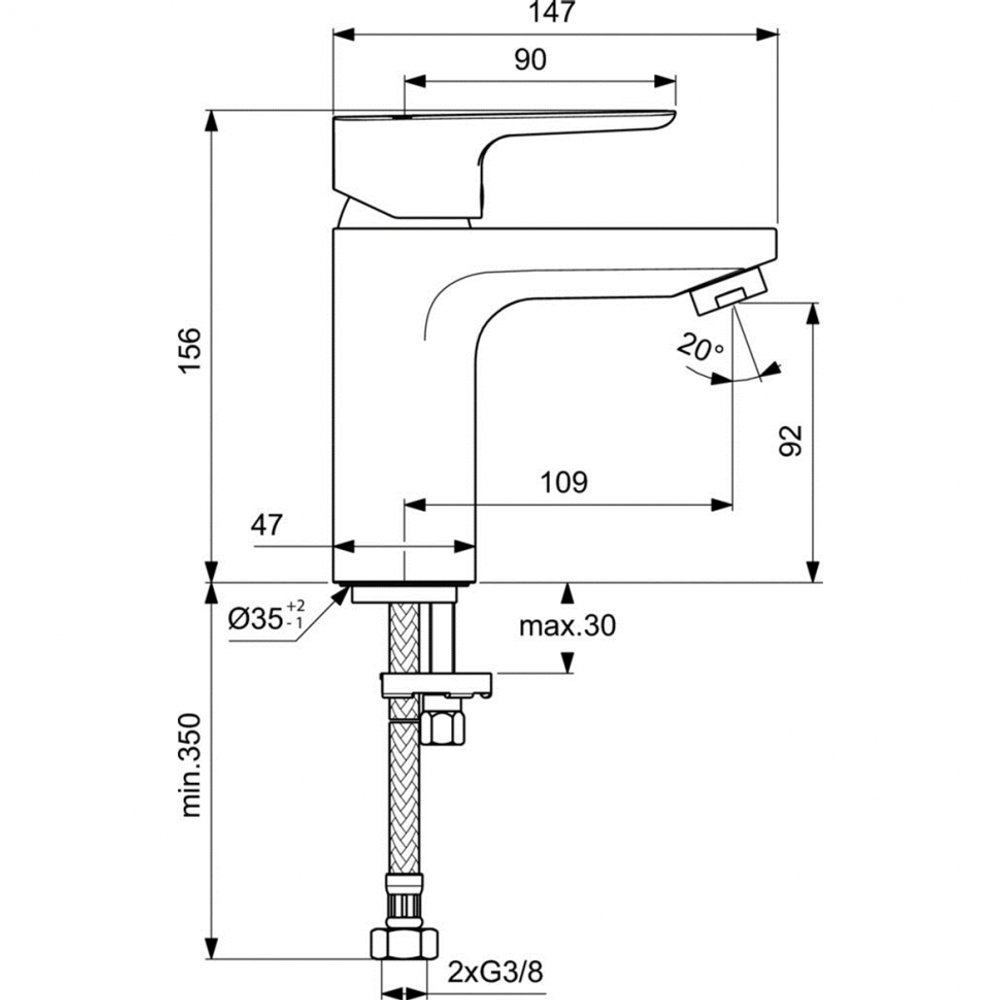 Смеситель Ideal Standard CERAPLAN III SLIM BC567AA для умывальника