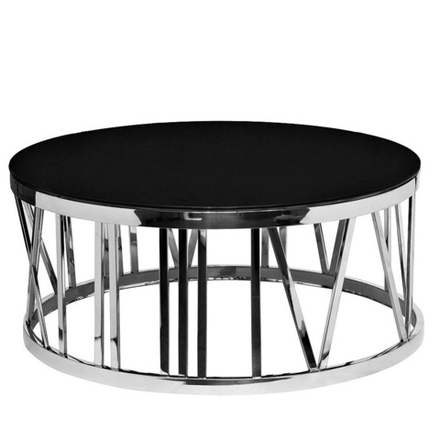 GY-CT7737 Стол журнальный черное стекло/хром d100*42см