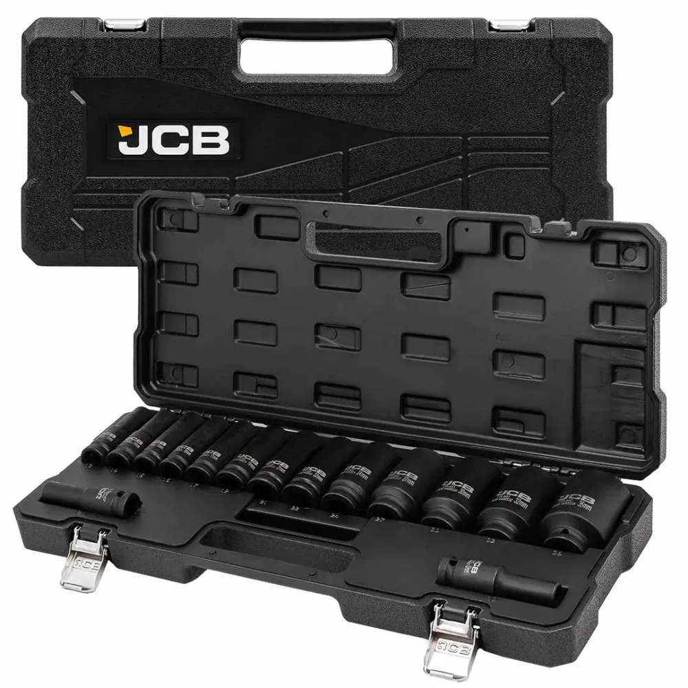 Набор головок ударных глубоких 15пр.,1/2'' в пласт.кейсе JCB JCB-4166D-9MPB