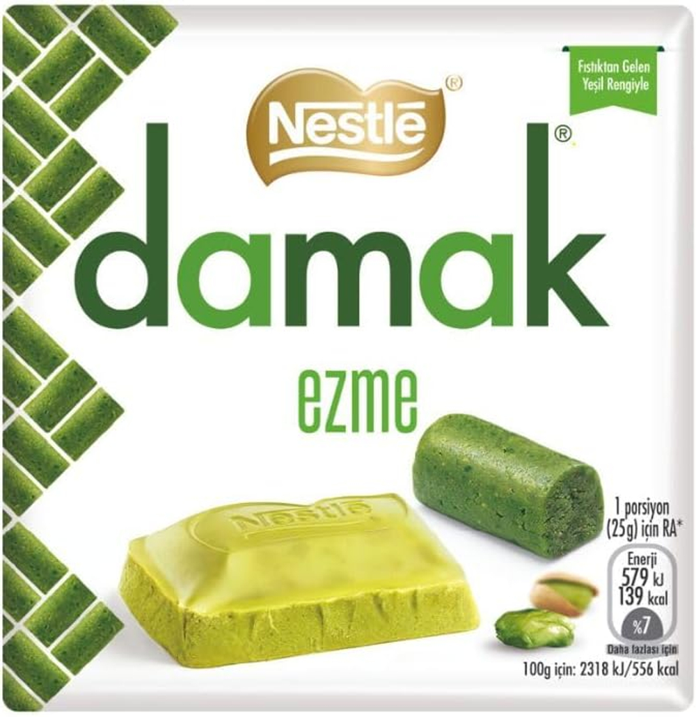 Nestlé Damak «Эзме» с кусочками и пастой из антепского фисташка в белом шоколаде, 6 x 55 г - NESTLE