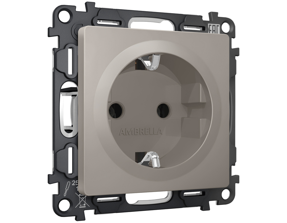 MA366010 Комплект механизма электрической розетки ALFA Серо-бежевый матовый с/з на винтовых зажимах QUANT (AP3660, VM141)