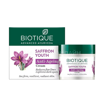 Крем Biotique Saffron Youth Dew для лица Антивозрастной, с экстрактом шафрана, для всех типов кожи, 50 гр