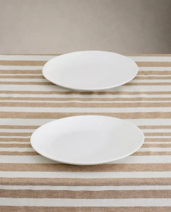 ZARA HOME ЛЬНЯНАЯ СКАТЕРТЬ В ПОЛОСКУ, СВЕТЛО-БЕЖЕВЫЙ