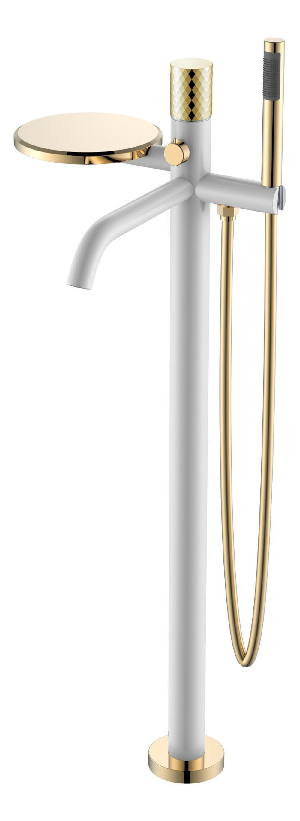 Смеситель напольный Boheme STICK WHITE 129-WG DIAMOND Gold