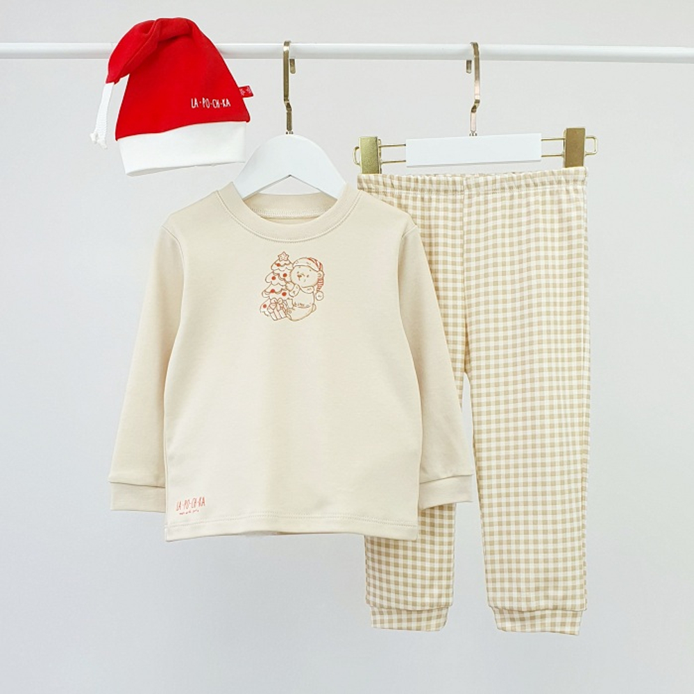 Комплект домашний, Бежевый/клетка