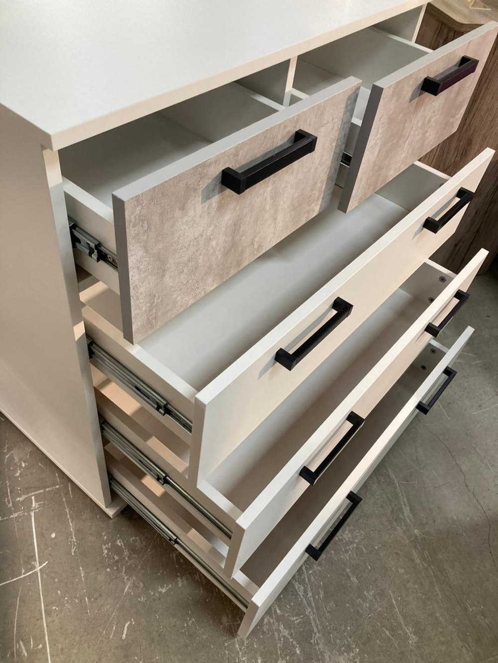 Комод Стандарт 5 белый/цемент светлый