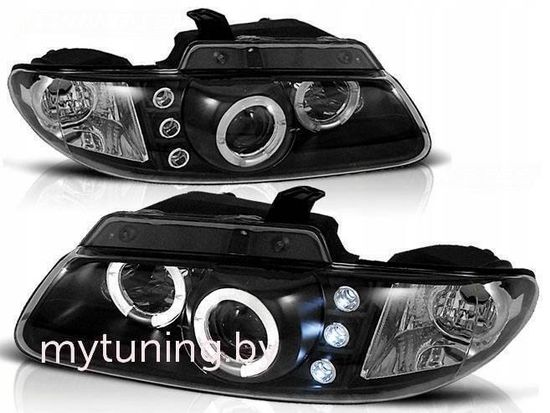 Передние фары angel eyes black для Chrysler Voyager / Dodge Caravan