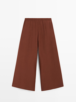 Massimo Dutti Широкие брюки с вытачками и эластичным поясом, оранжевый