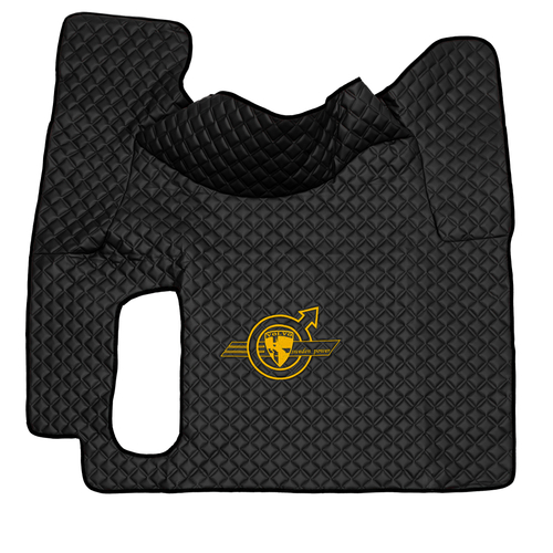 Ковры VOLVO FH-12 2002-2008г (автомат) (экокожа, черный, черный кант, желтая вышивка)