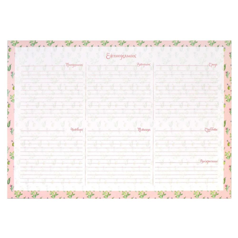 Планинг 297х210мм, 55л., клеевое скрепление "Цветущие кактусы" (Феникс+)