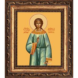 Марфа Азийская, мученица, дева. Икона на холсте. В раме 10 х 12 см.