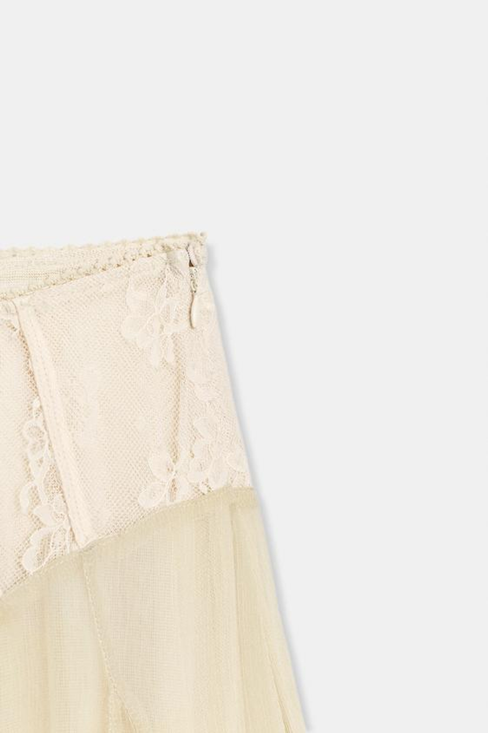 ZARA КОМБИНИРОВАННАЯ ЮБКА МИДИ, СВЕТЛО-ПЕСОЧНЫЙ