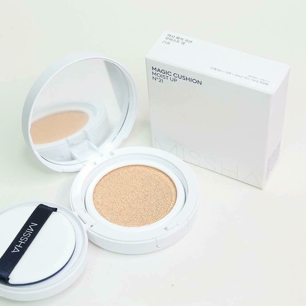Тональный кушон с матовым финишем. Missha Тон 21 Velvet Finish Cushion SPF50+ PA+++№21 15 гр.