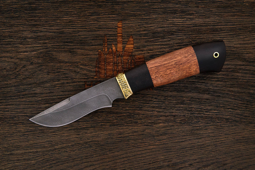 Нож туристический Эльбрус Тайга, клинок 110мм, дамаск