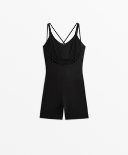 Oysho Короткий комбинезон Comfortlux с двойными бретелями, черный