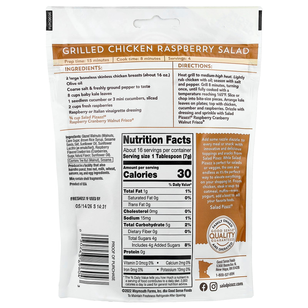 Salad Pizazz!, фруктовая и ореховая добавка, малина, клюква и грецкий орех Frisco®, 113 г (4 унции)