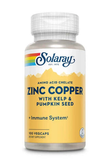 Zinc Copper with Kelp & Pumpkin Seed 100 капсул Solaray